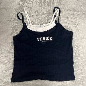 Primark cropped tank top with built in white tank